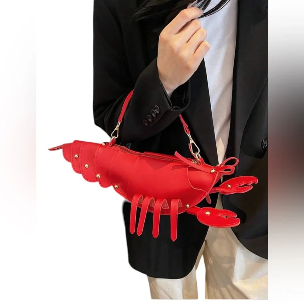 Boutique Red Lobster Statement Bag Coastal Chic Crossbody Purse - Picture 5 of 16